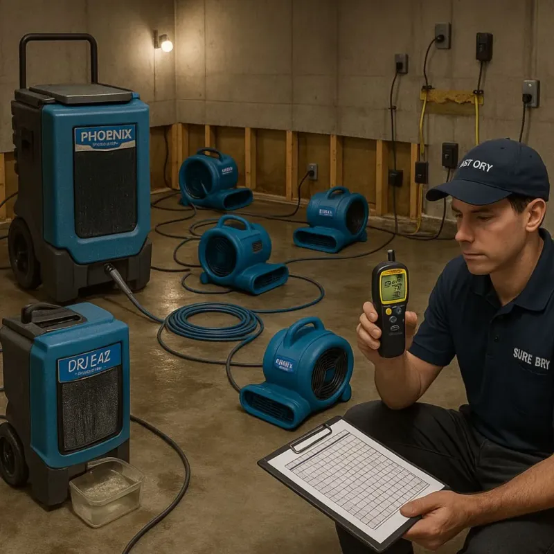 Structural Drying and Dehumidification process in Rubidoux, CA